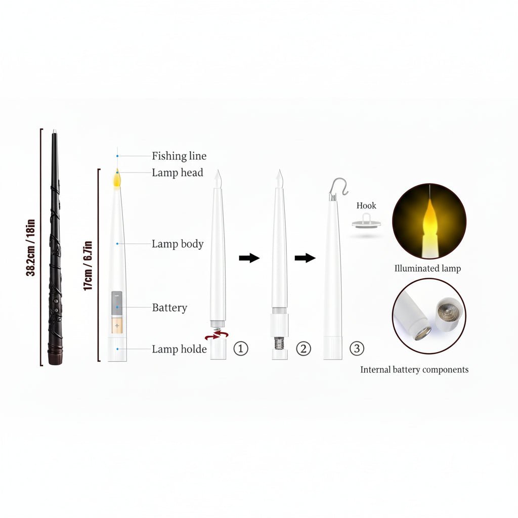 SPELLFLAME – Batteriebetriebene, flammenlose Schwimmkerzen mit Zauberstab-Fernbedienung 7