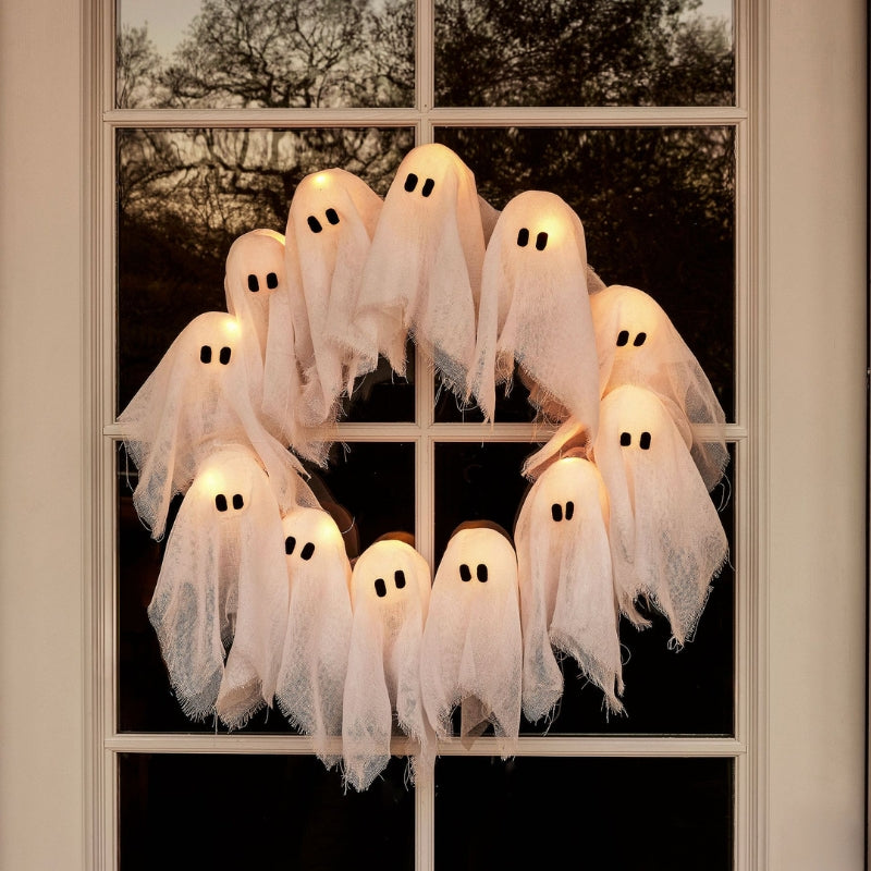 SPOOKGLOW – LED-Geisterkranz mit 12 leuchtenden Geistern 0