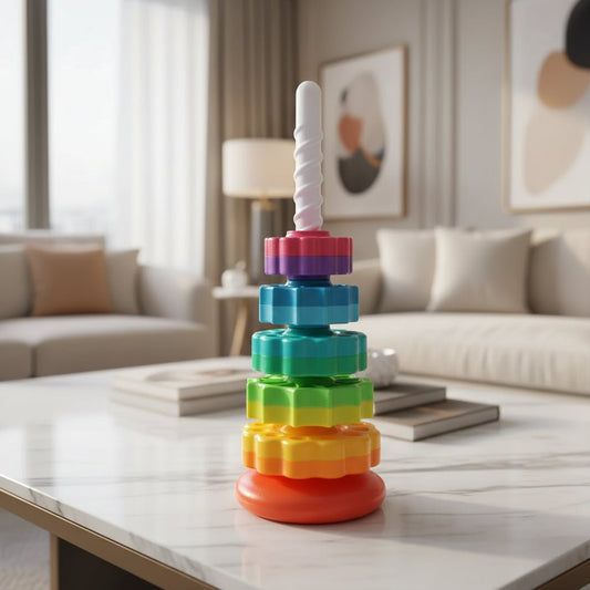 STACKBOW – Montessori Regenbogen-Stapelspielzeug für Kleinkinder 0