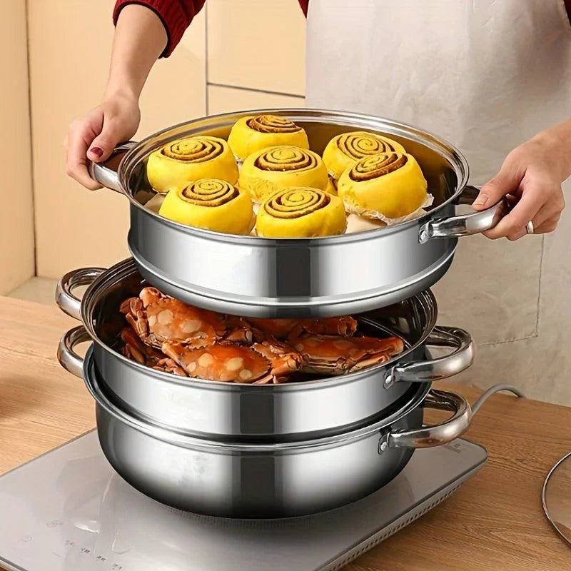 STEAMPRO – 3-stufiger Dampfgarer aus Edelstahl mit klarem Glasdeckel 6