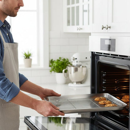 STEELBAKE – Premium-Backblech-Duo mit abnehmbarem Kühlgitter 1