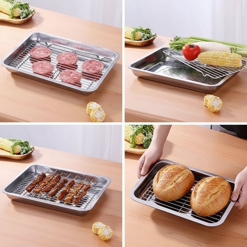 STEELBAKE – Premium-Backblech-Duo mit abnehmbarem Kühlgitter 5