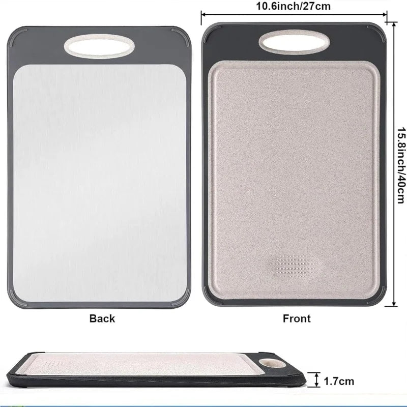 STEELBASE – Doppelseitiges Schneidebrett aus Edelstahl für Fleisch, Gemüse und Obst 7