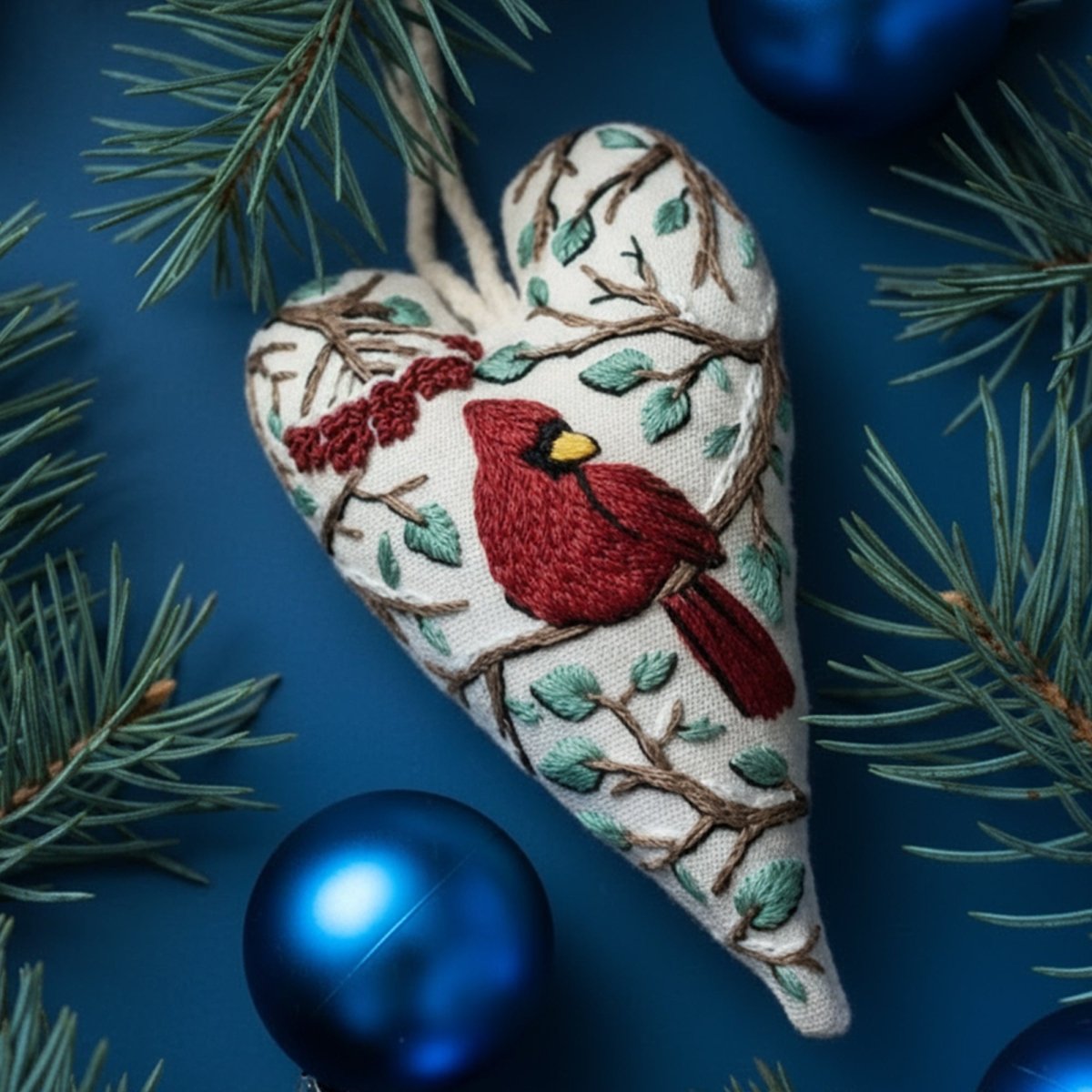 STITCHMAS – DIY-Set für herzförmigen Weihnachtsschmuck mit Stickstoff und Garn 9
