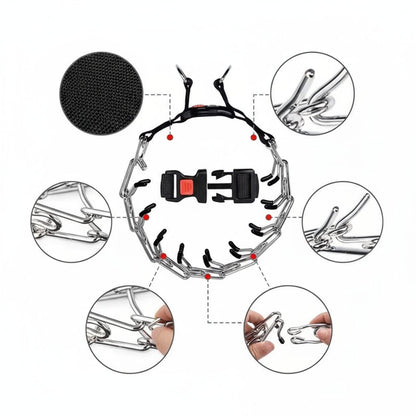 STRONGPRONG – Verstellbares Stachelhalsband mit Edelstahlgliedern und Nylonbezug 2