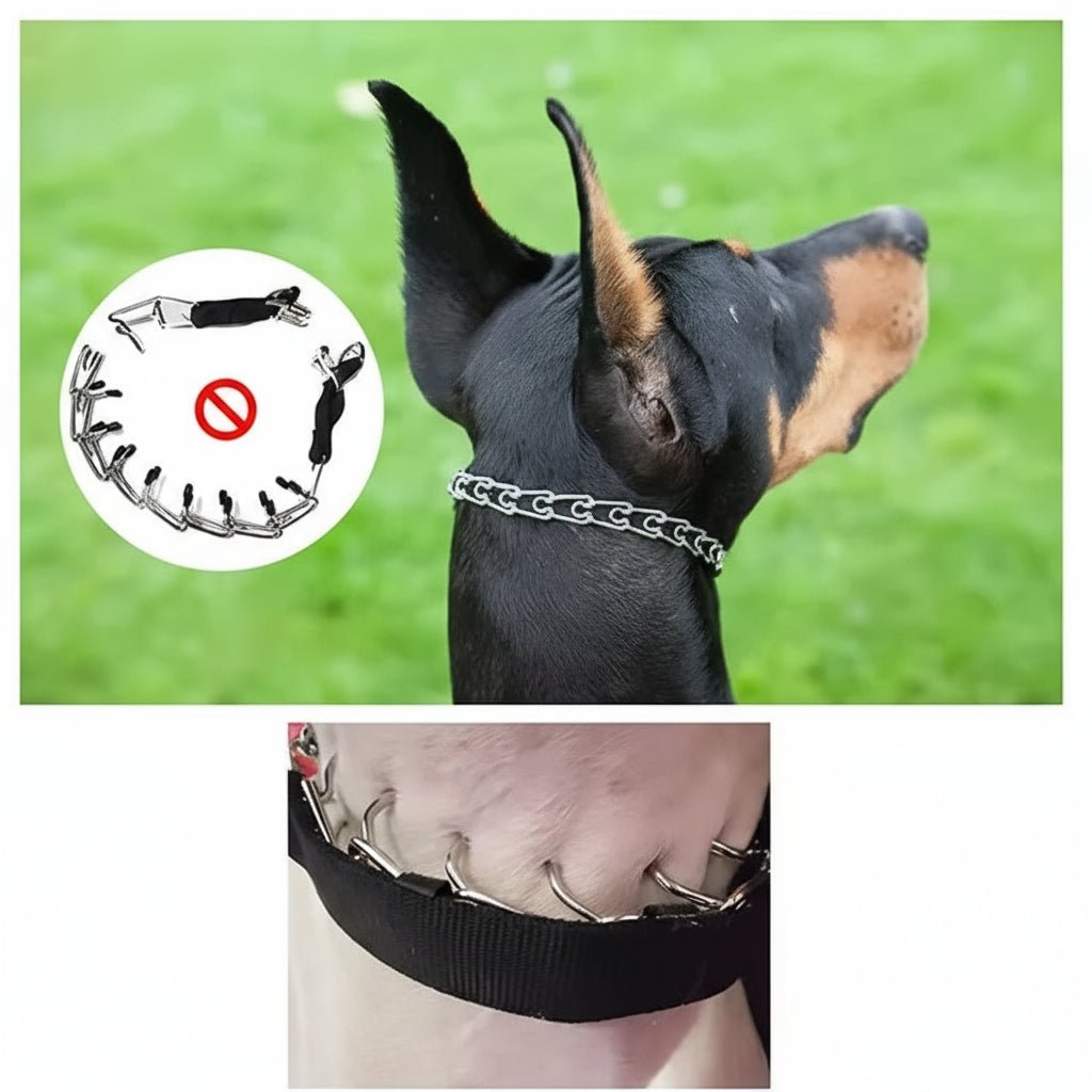 STRONGPRONG – Verstellbares Stachelhalsband mit Edelstahlgliedern und Nylonbezug 5