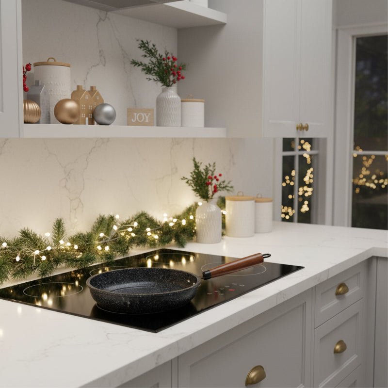 CUISTONE – 30 cm Maifan-Stein-Antihaftpfanne mit Deckel für Gas- & Induktionsherde