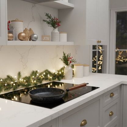 CUISTONE – 30 cm Maifan-Stein-Antihaftpfanne mit Deckel für Gas- & Induktionsherde