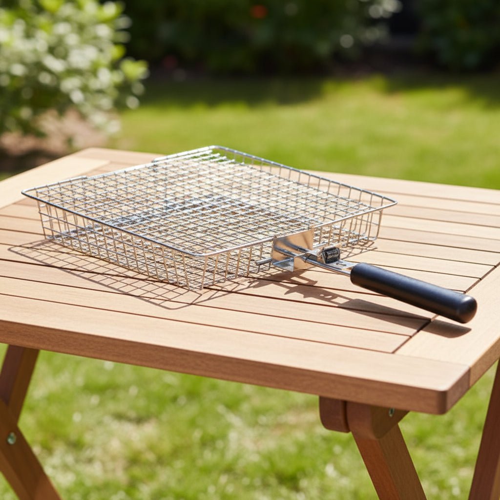GRILLBASK – Draagbare RVS Grillmand voor Vis & Groenten