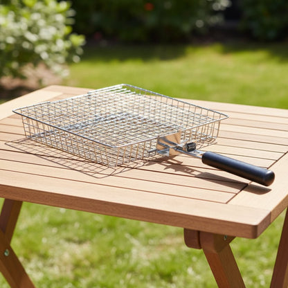 GRILLBASK – Draagbare RVS Grillmand voor Vis & Groenten
