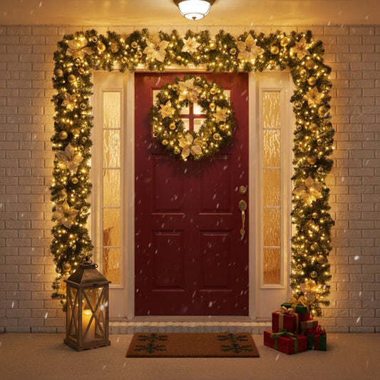 GLOWTWINE – Beleuchtete Weihnachtsgirlande aus Rattan mit warmweißen LED-Lichtern, 2,7 m