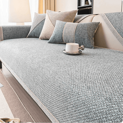 NATURWEFT – Funda antideslizante de algodón y lino para sofá para todas las estaciones