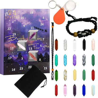 CrystalGems – Calendario de Adviento con 24 piedras preciosas reales para jóvenes exploradores