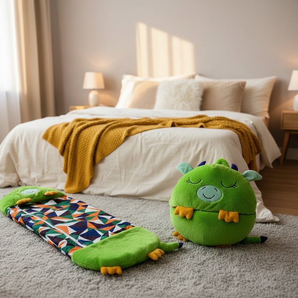 kuscheltier schlafsack MagicalCuddle – 2-in-1 Schlafsack & Kuscheltier – Weich, warm & faltbar – Tierdesigns für Kinder – Perfekt für Übernachtungen & fantasievolles Spielen – Cozey Maison