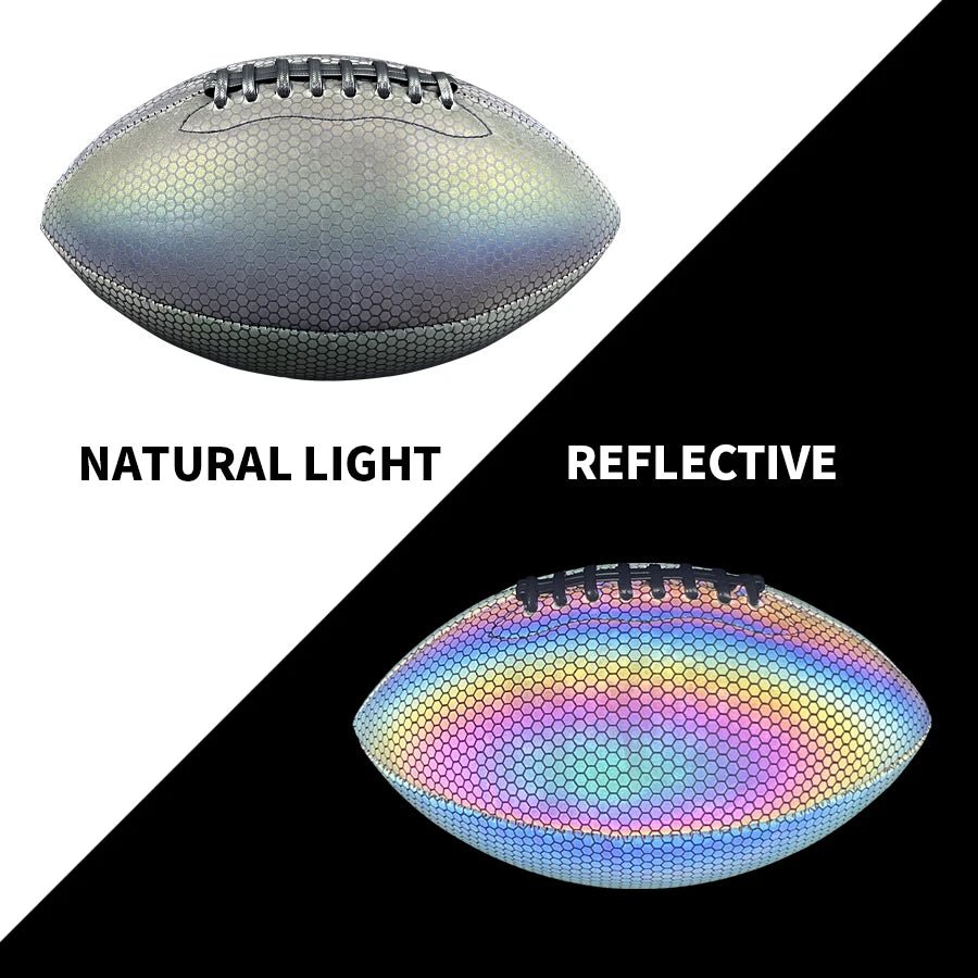 LUMIFOOT – Balón de fútbol americano reflectante tamaño 9 para entrenamiento nocturno y juegos al aire libre