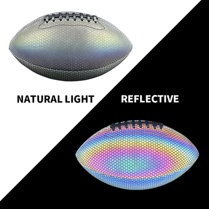LUMIFOOT – Balón de fútbol americano reflectante tamaño 9 para entrenamiento nocturno y juegos al aire libre