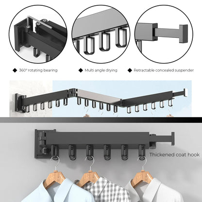 SpaceMax Pull-out clothes horse - Wall-mounted aluminium clothes dryer