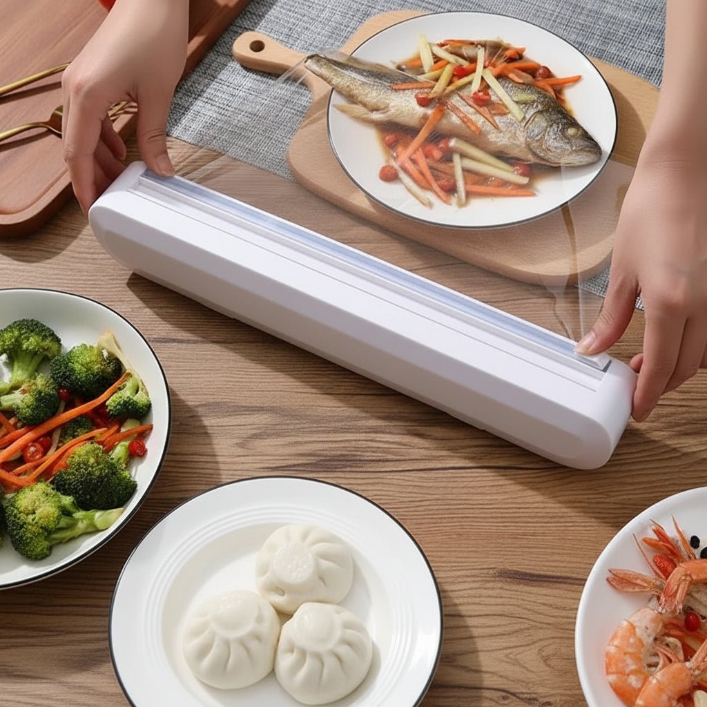 WRAPFLOW – Reusable Film Dispenser with Integrated Cutting System