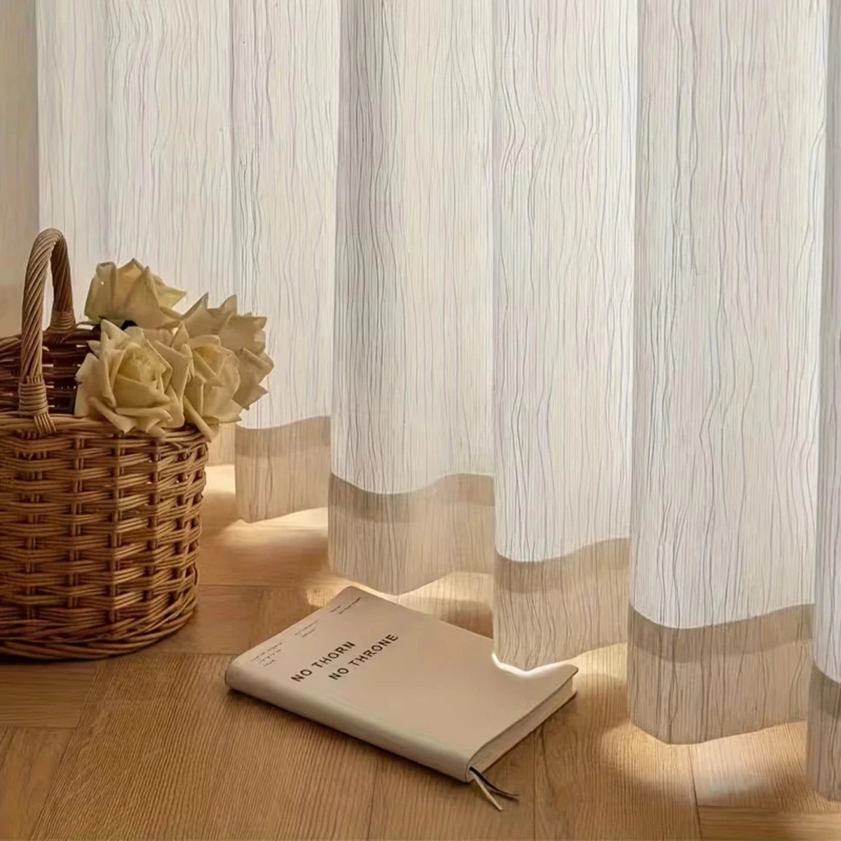 HAVENLUME - Cortinas transparentes arrugadas Wabi-Sabi con ojales, suavemente translúcidas y elegantes para salas de estar y dormitorios