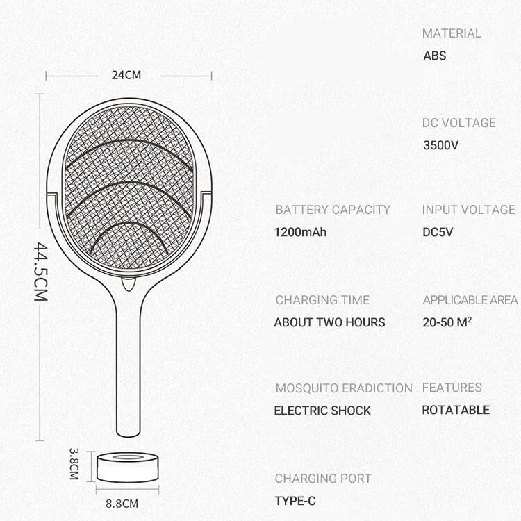 ZapGuard – Raqueta eléctrica para mosquitos 5 en 1 con luz LED