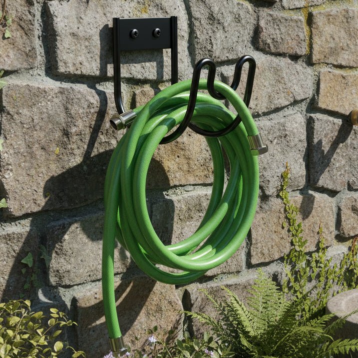 IRONFLOW – Supporto robusto per tubo da giardino in metallo per conservazione da esterno a parete