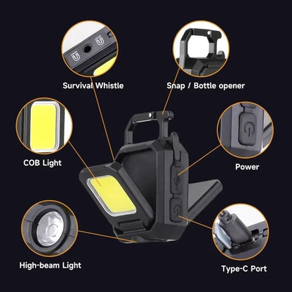 RUNGLOW – Portachiavi LED portatile con 5 modalità di illuminazione