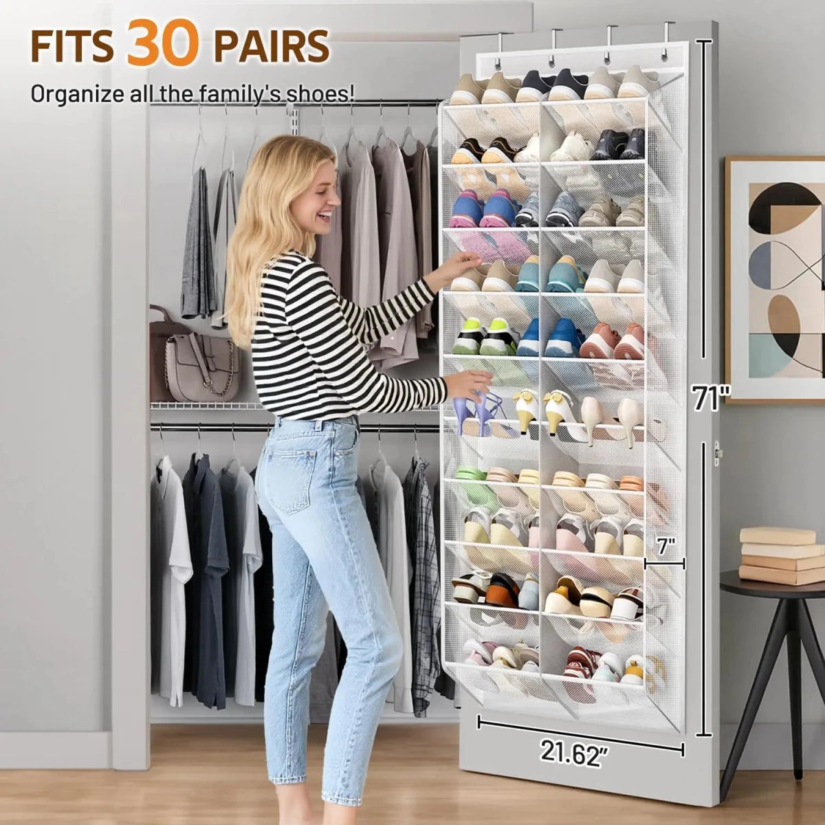 Schuhorganizer für 30 Paar Schuhe - Atmungsaktives Mesh, 10 Etagen, Einfach zu Installieren 1