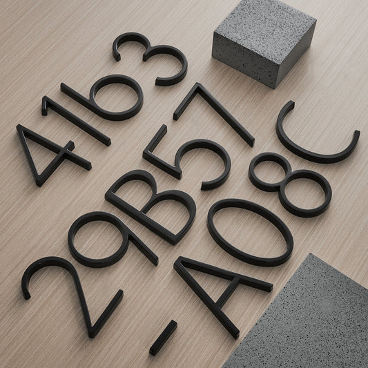 Modern House Numbers - Black house numbers with 3D floating effect for stylish outdoor areas