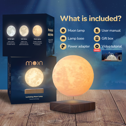 MOONFLOAT – Lámpara lunar flotante con 3 colores de luz y suspensión magnética