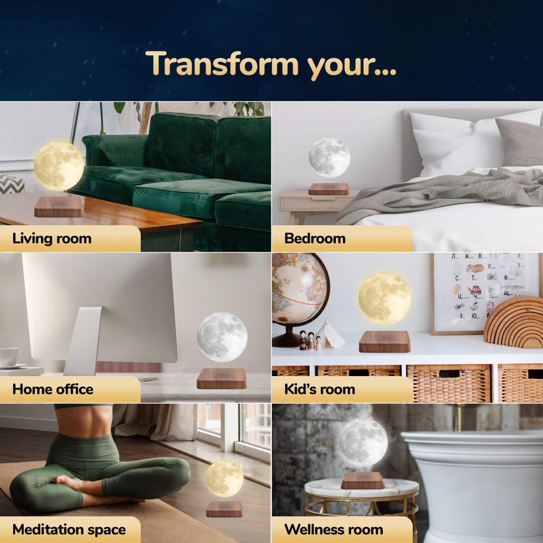 MOONFLOAT – Lámpara lunar flotante con 3 colores de luz y suspensión magnética