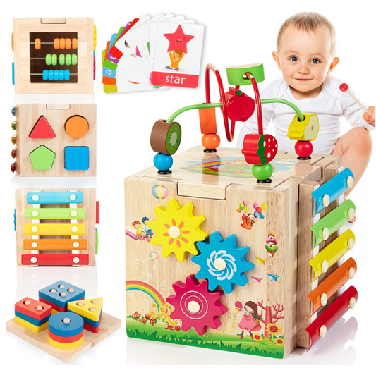  Stilvolle 8-in-1-Montessori-Aktivitäten Kubus-Educational spielen Spaß für Babys-1