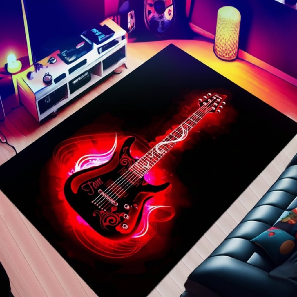 SOFTVINTAGE – Tappeto a stampa chitarra vintage in flanella morbida antiscivolo per decorazione d'interni