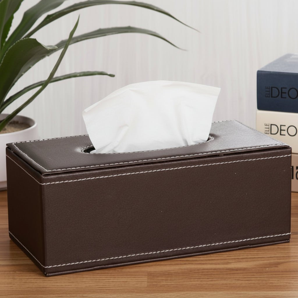 MAISON VEREL LEDERBOX – Porte-mouchoirs élégant en similicuir pour des espaces stylés