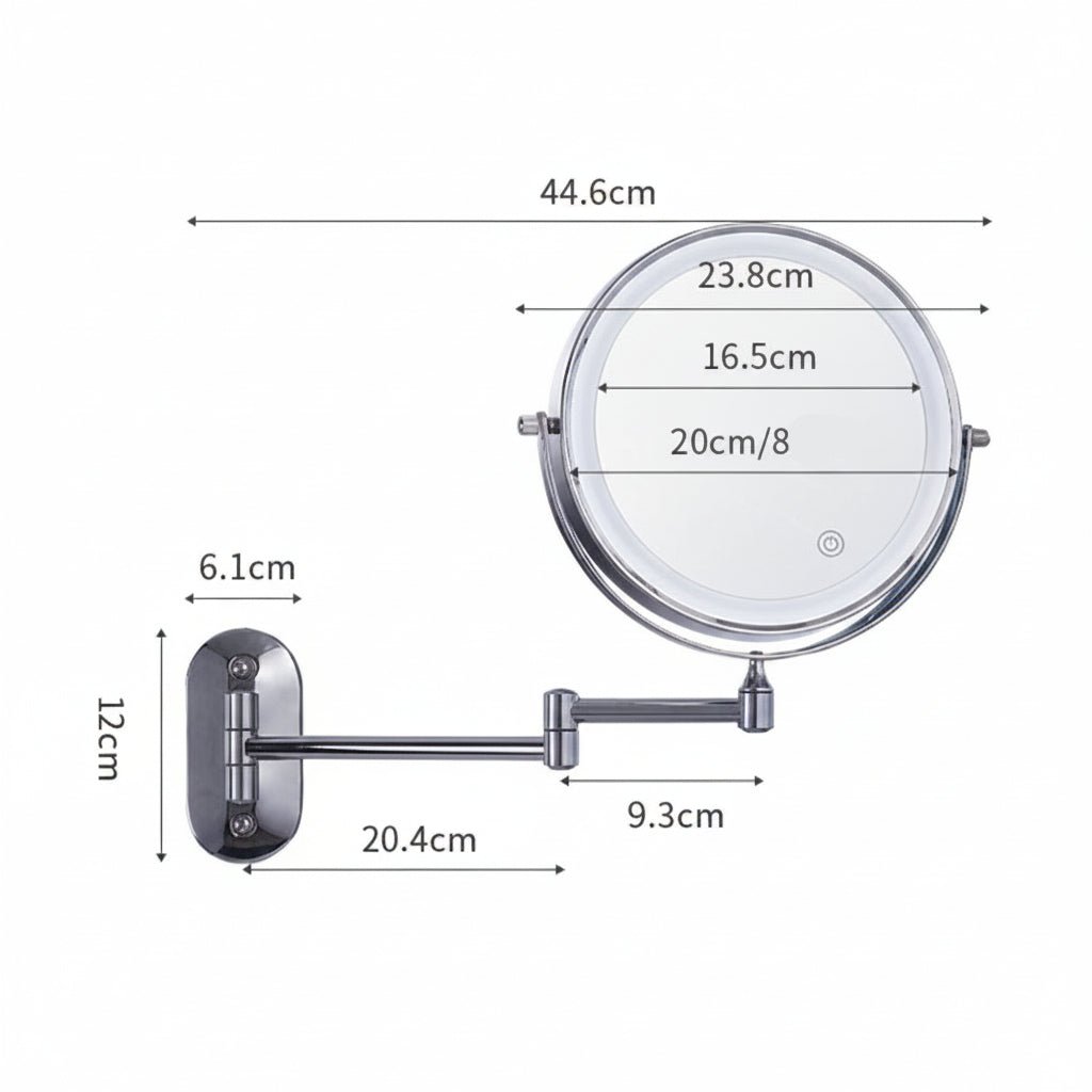 LUMIREFLEX – LED mirror lamp with 5x magnification for precise makeup application