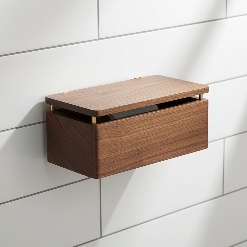 OAKESSENCE – Portarotolo per carta igienica minimalista in legno per bagni moderni