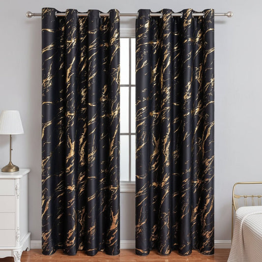 NORDALIS - Elegant Blackout Curtains with Modern Marble & Wave Pattern for Living Spaces