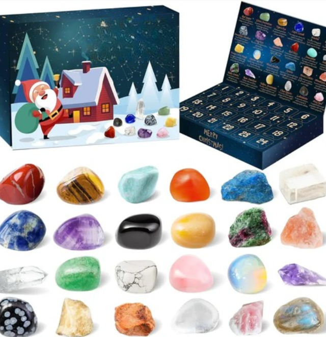 CrystalGems – Calendario de Adviento con 24 piedras preciosas reales para jóvenes exploradores