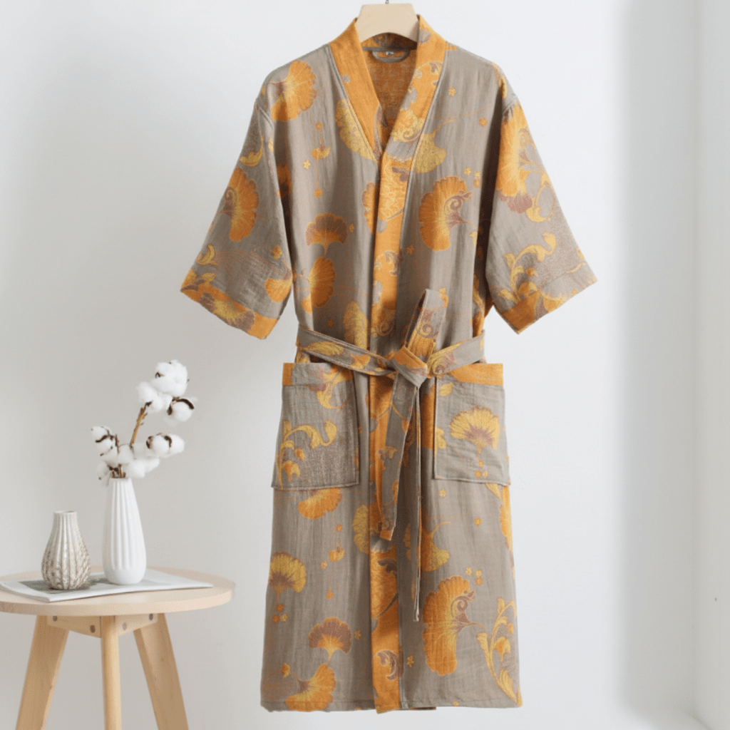 KIMOGINKO – Wendbarer Kimono-Bademantel aus Bio-Baumwolle für atmungsaktiven Komfort