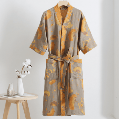 KIMOGINKO – Wendbarer Kimono-Bademantel aus Bio-Baumwolle für atmungsaktiven Komfort