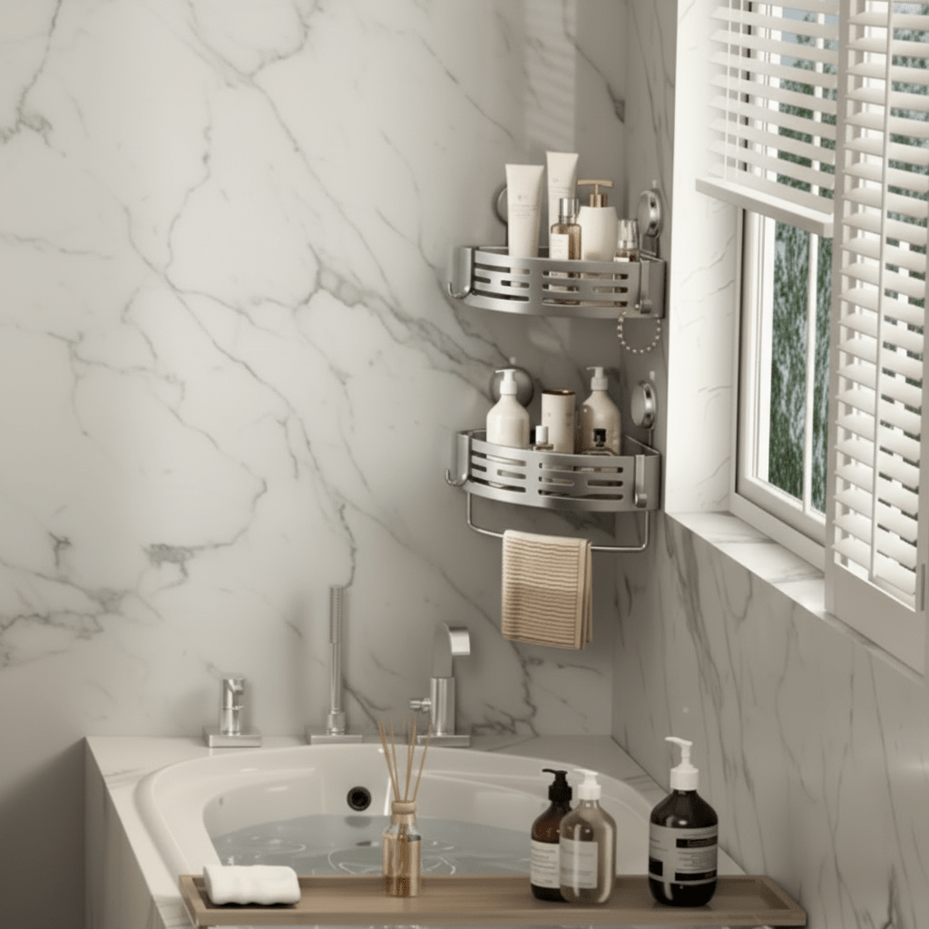 SHELVARA – Mensola angolare grigia per un ordine impeccabile