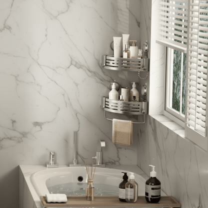 SHELVARA – Mensola angolare grigia per un ordine impeccabile