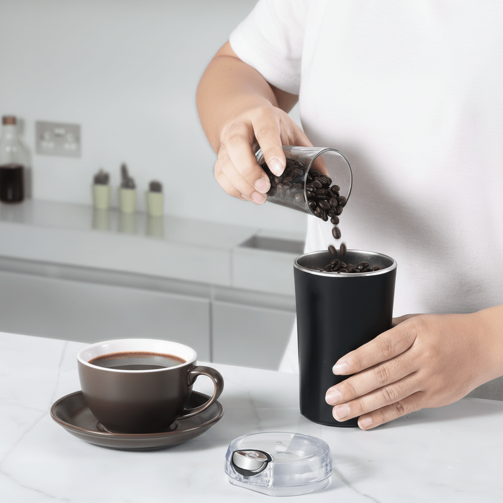 GRINDORA – Macinacaffè Elettrico Mini in Acciaio Inossidabile