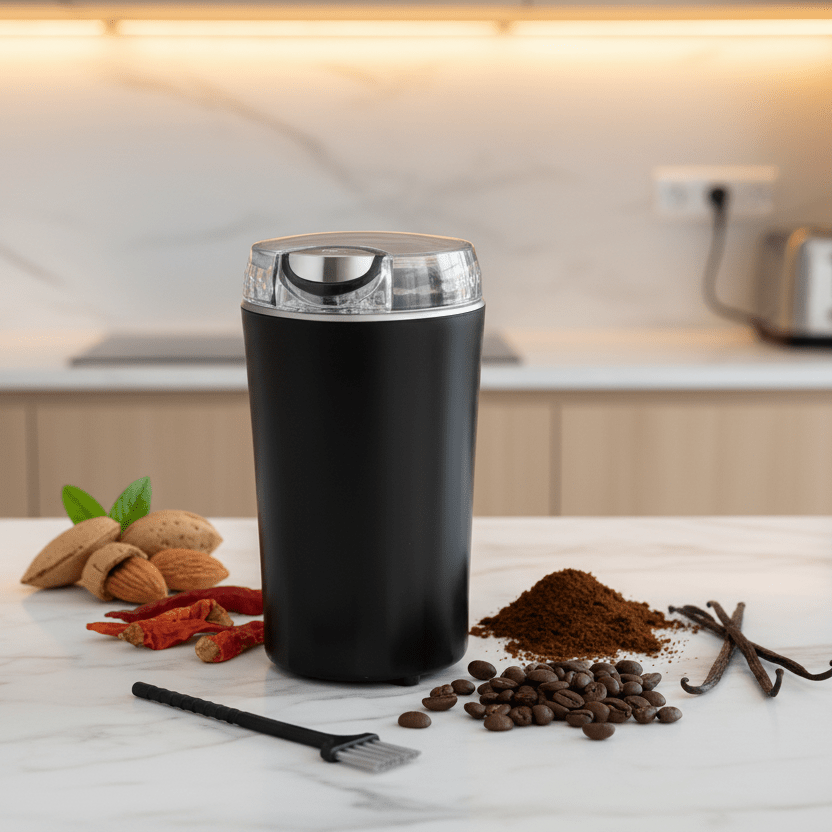 GRINDORA – Macinacaffè Elettrico Mini in Acciaio Inossidabile