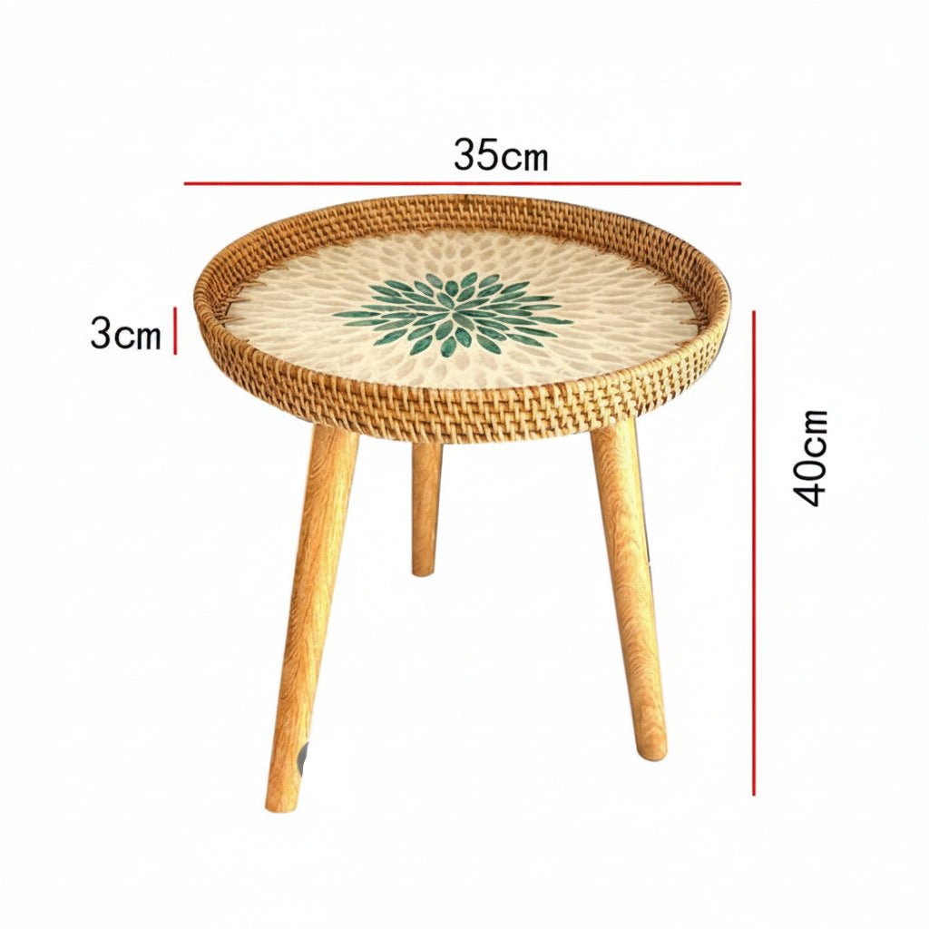 RATTORA – Handmade Rattan Table in Scandinavian Design Made of Wood