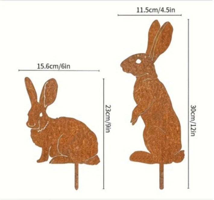 SPRINGBUN – Rustikaler Gartenstecker aus Metall in Hasenform für ländliche Gartendekoration
