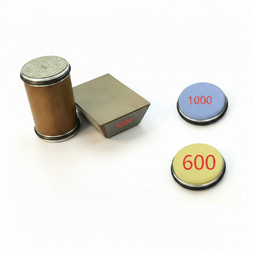 DIASHARP – Rollendes Messerschärfer-Set mit Diamantschleifer und Holzplattform
