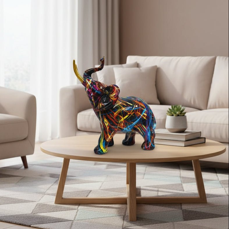 INKTRUNK – Figura de elefante graffiti vibrante para decoración artística del hogar