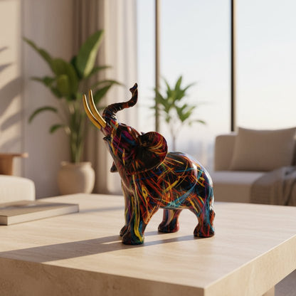 INKTRUNK – Figura de elefante graffiti vibrante para decoración artística del hogar