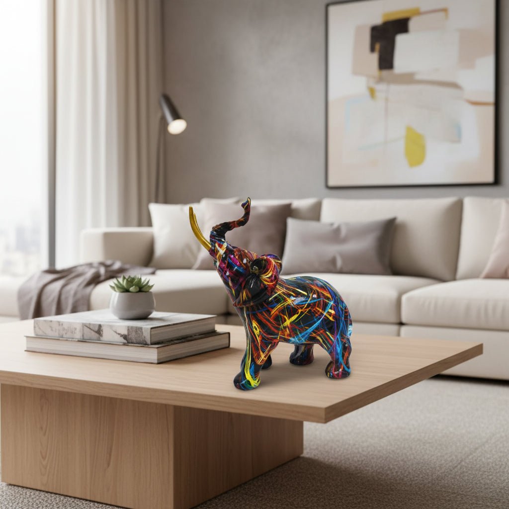 INKTRUNK – Figura de elefante graffiti vibrante para decoración artística del hogar