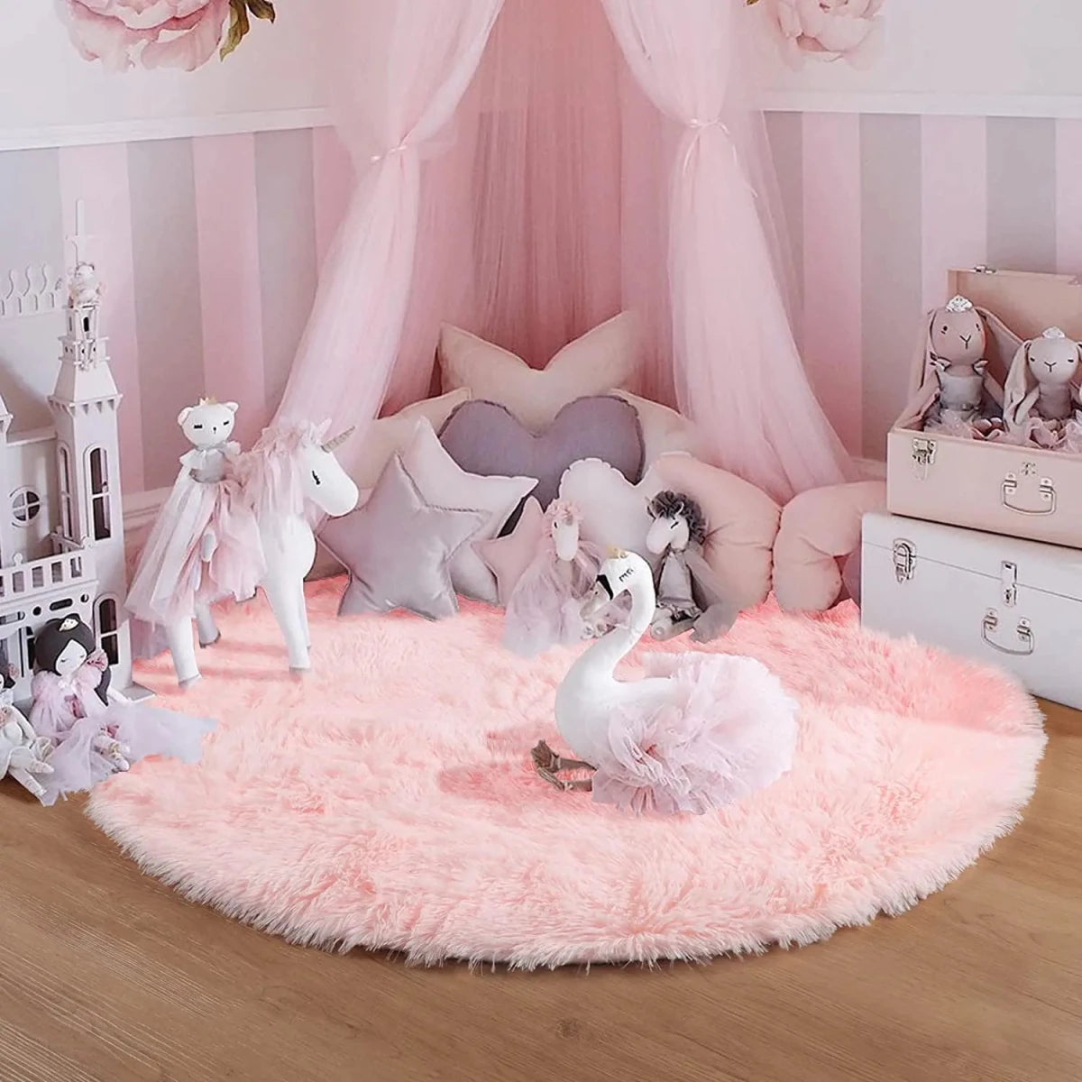 CloudHaven Luxus Alfombra Redonda Suave | Alfombra Ultra Aterciopelada y Esponjosa para Salas y Dormitorios Acogedores